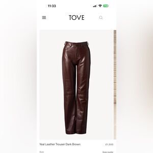 TOVE studio Yael brown leather trouser pants